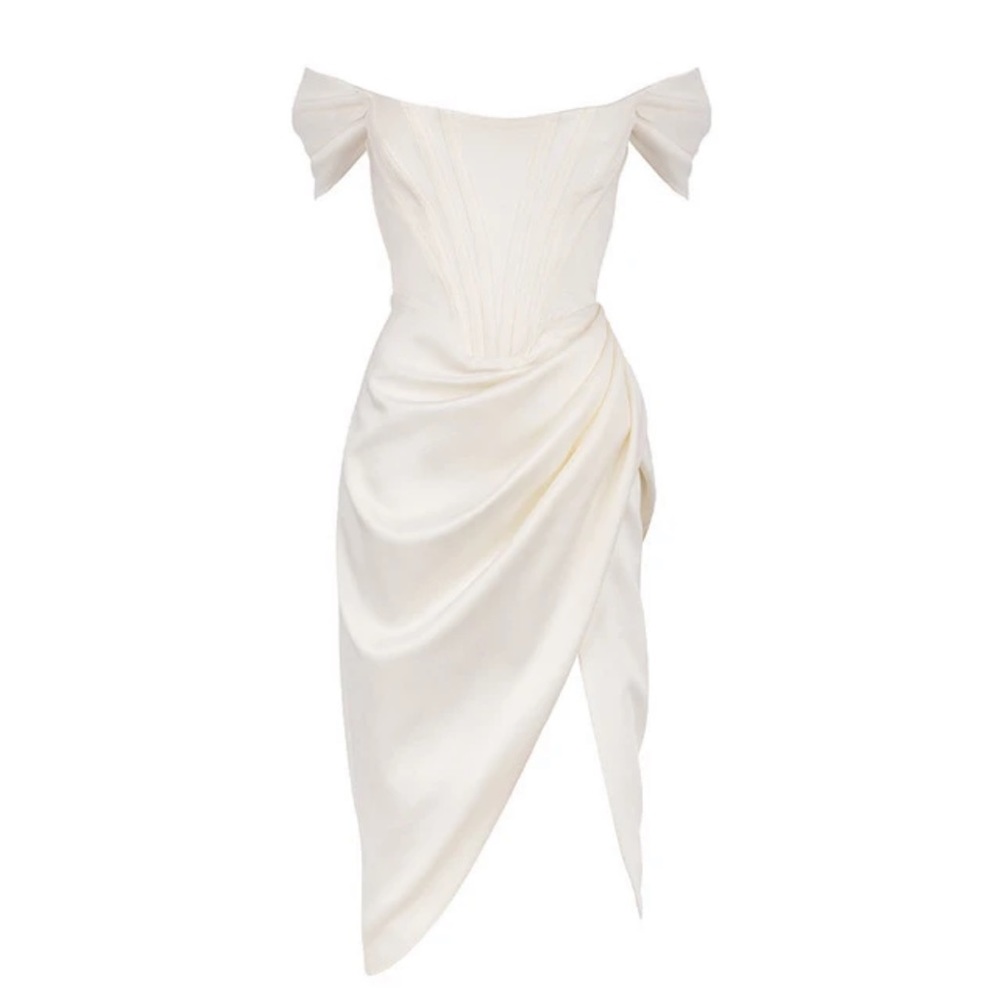 White corset off shoulder dress